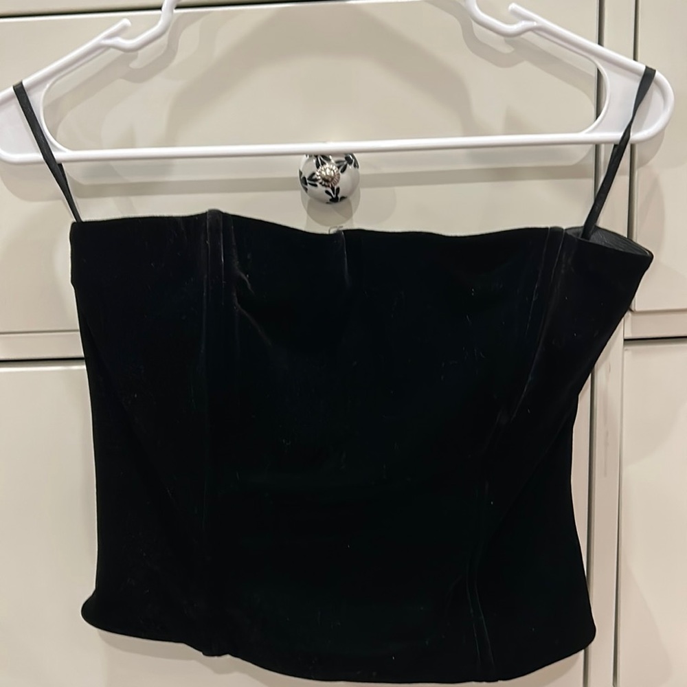 90s Black stretchy zip up corset